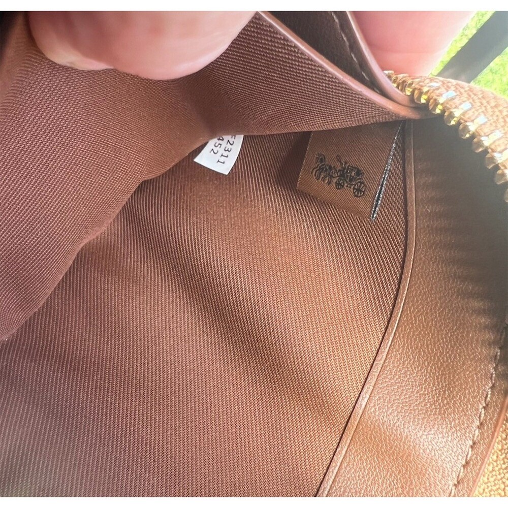 COACH Long Zip-Around Wallet Khaki/Tan Signature Canvas Gold Hardware AUTHENTC - Picture 12 of 12